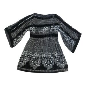 BCBG Max Azria Burnout Velvet Whimsigoth Goth Rayon Silk Dress Sz XXS‎